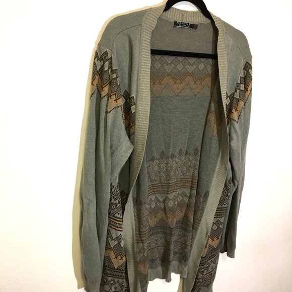 Peruvian Connection Open Front Cardigan Sweater Aztec (T5) - Picture 11 of 16